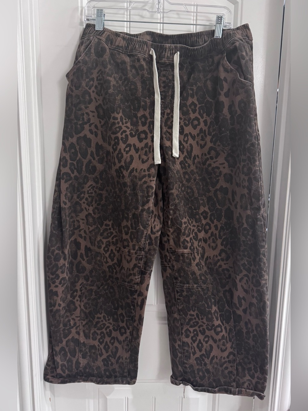 Amazon Women's Brown Leopard Print Wide Leg Jeans
